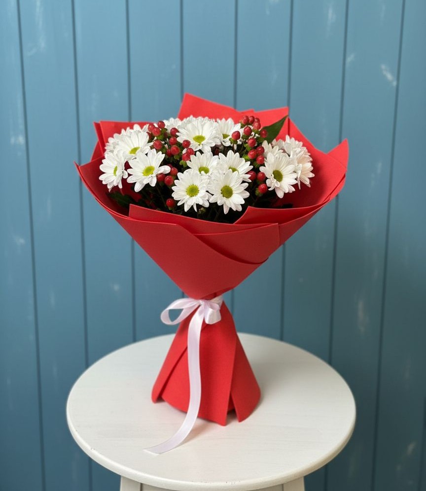 Букет цветов из: Хризантемы в Бородинское поле