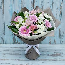 Букет цветов из:  Герберы, Альстромерии и Хризантемы в Бородинское поле