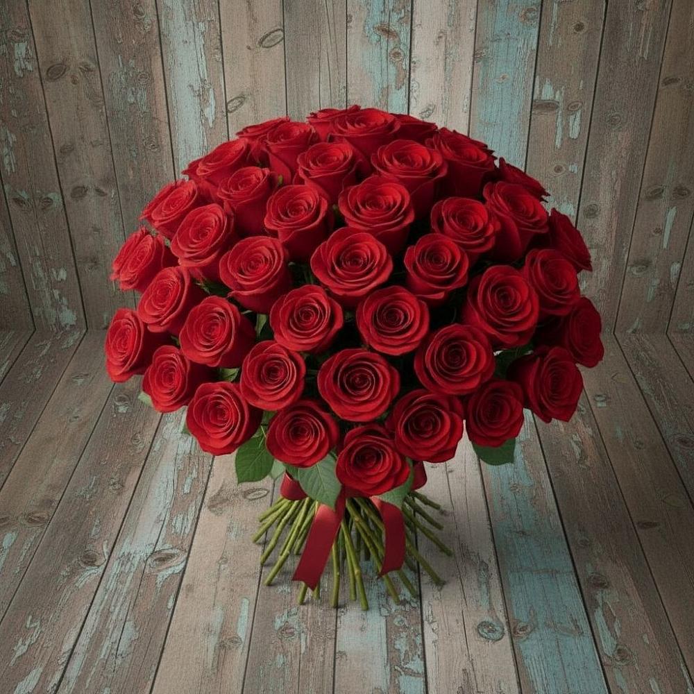Букет 55 Красных роз Фридом в Бородинское поле