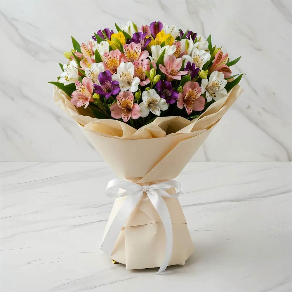 Букет цветов из: Альстромерии в Бородинское поле