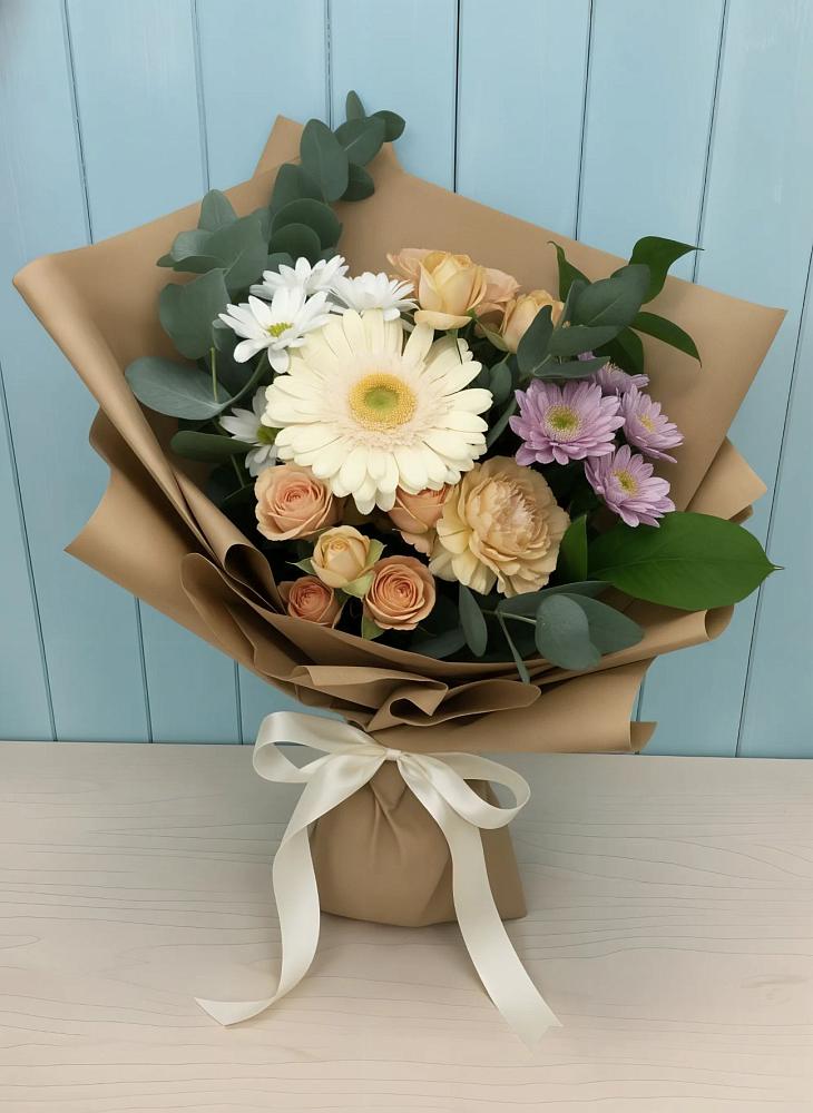 Букет цветов из: Герберы и Хризантемы в Бородинское поле