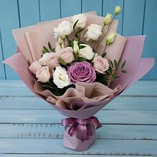 Букет цветов из:  Розы и Лизиантусы в Бородинское поле
