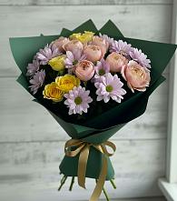 Букет цветов из:  Хризантемы и Розы #REPLACE_PRED# Бородинское поле