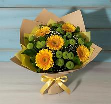 Букет цветов из:  Герберы и Хризантемы в Бородинское поле