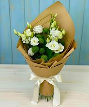 Букет цветов из:  Хризантемы и Лизиантусы #REPLACE_PRED# Бородинское поле