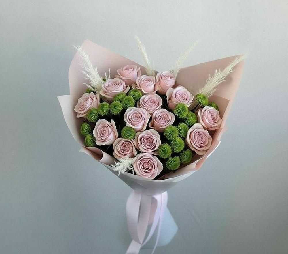 Букет цветов из: Розы и Хризантемы в Бородинское поле