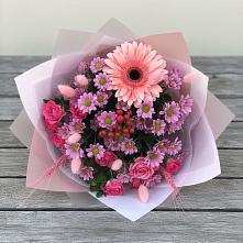 Букет цветов из:  Розы, Герберы и Хризантемы в Бородинское поле