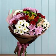 Букет цветов из:  Розы, Хризантемы и Альстромерии в Бородинское поле