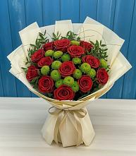 Букет цветов из:  Розы и Хризантемы в Бородинское поле