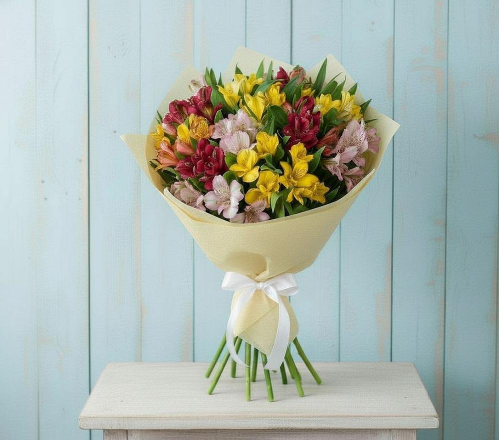 Букет цветов из: Альстромерии в Бородинское поле