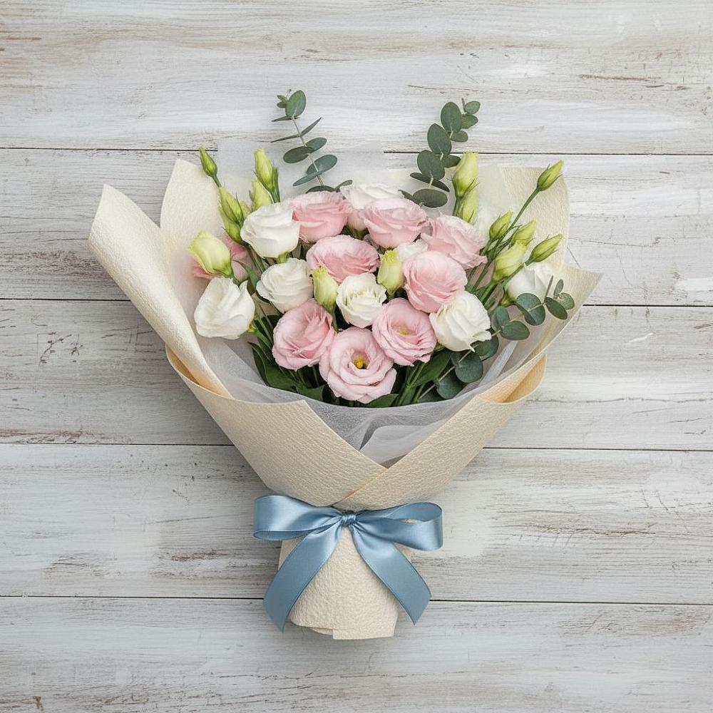 Букет цветов из: Лизиантусы в Бородинское поле